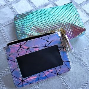 Irridescent pouch and card holder.